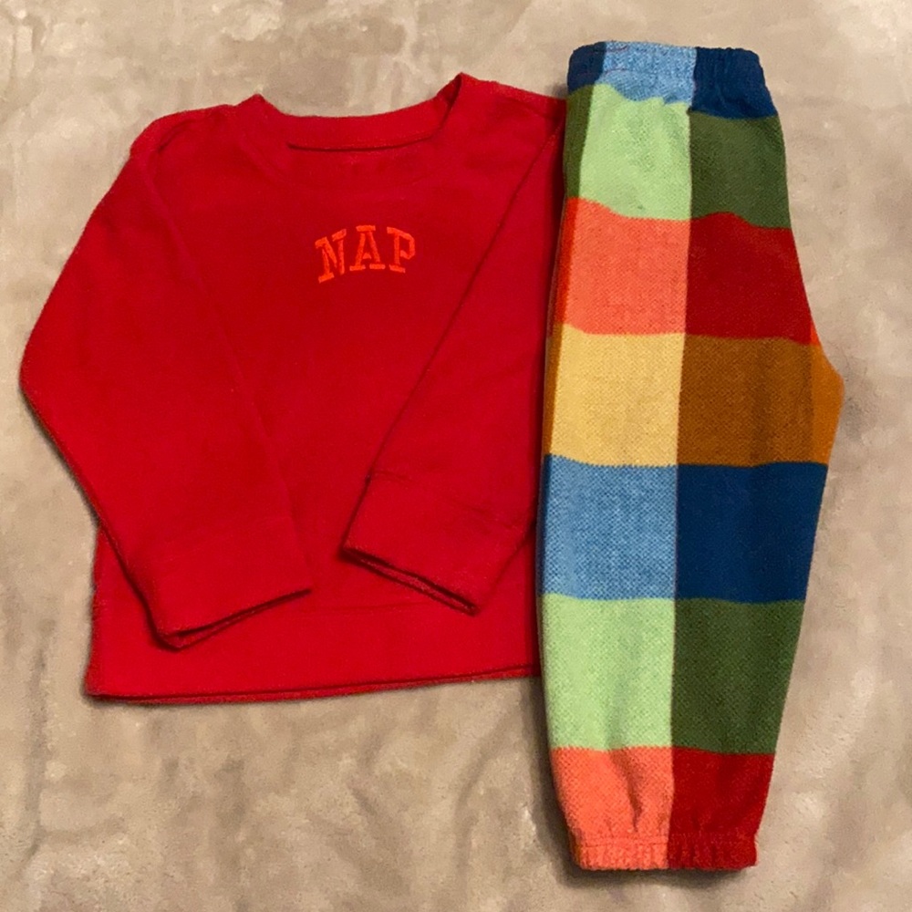 Baby Gap Happy Plaid Nap Pajamas PJ Jogger Set Size 18-24 months